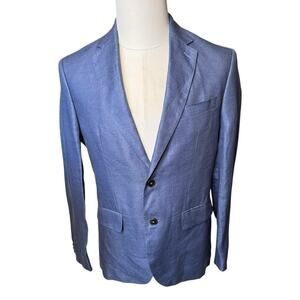 Mango NEW Men's Slim Fit Blazer Blue 100% Linen Size 40 $160